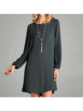 Love Kuza Shift Dress Lined Small Gray Women's Business Office Flowy Careerwear